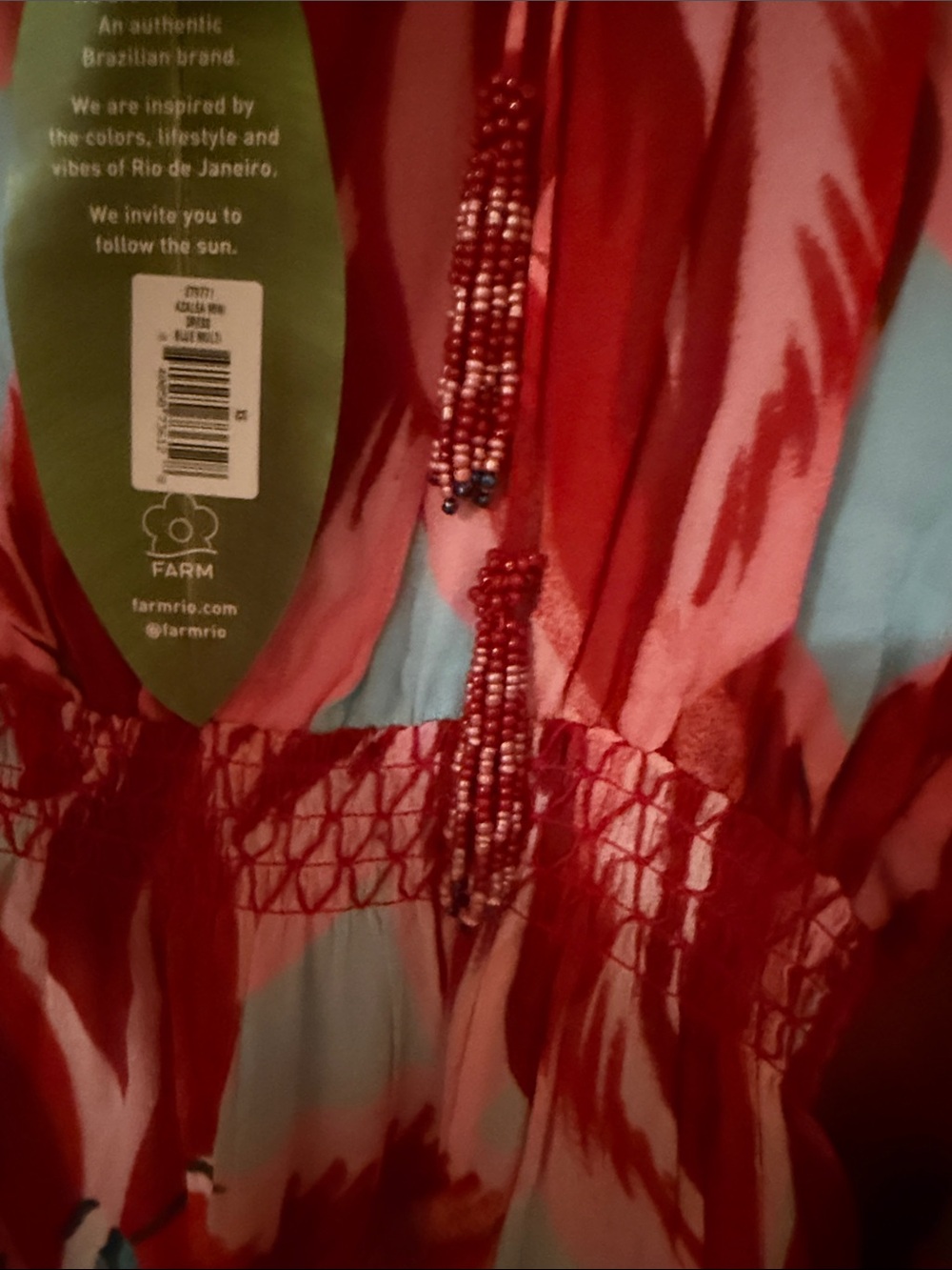 FARM Rio Red & Light Blue Azalea Mini Dress - Picture 13 of 13